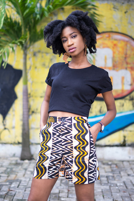 African print shorts